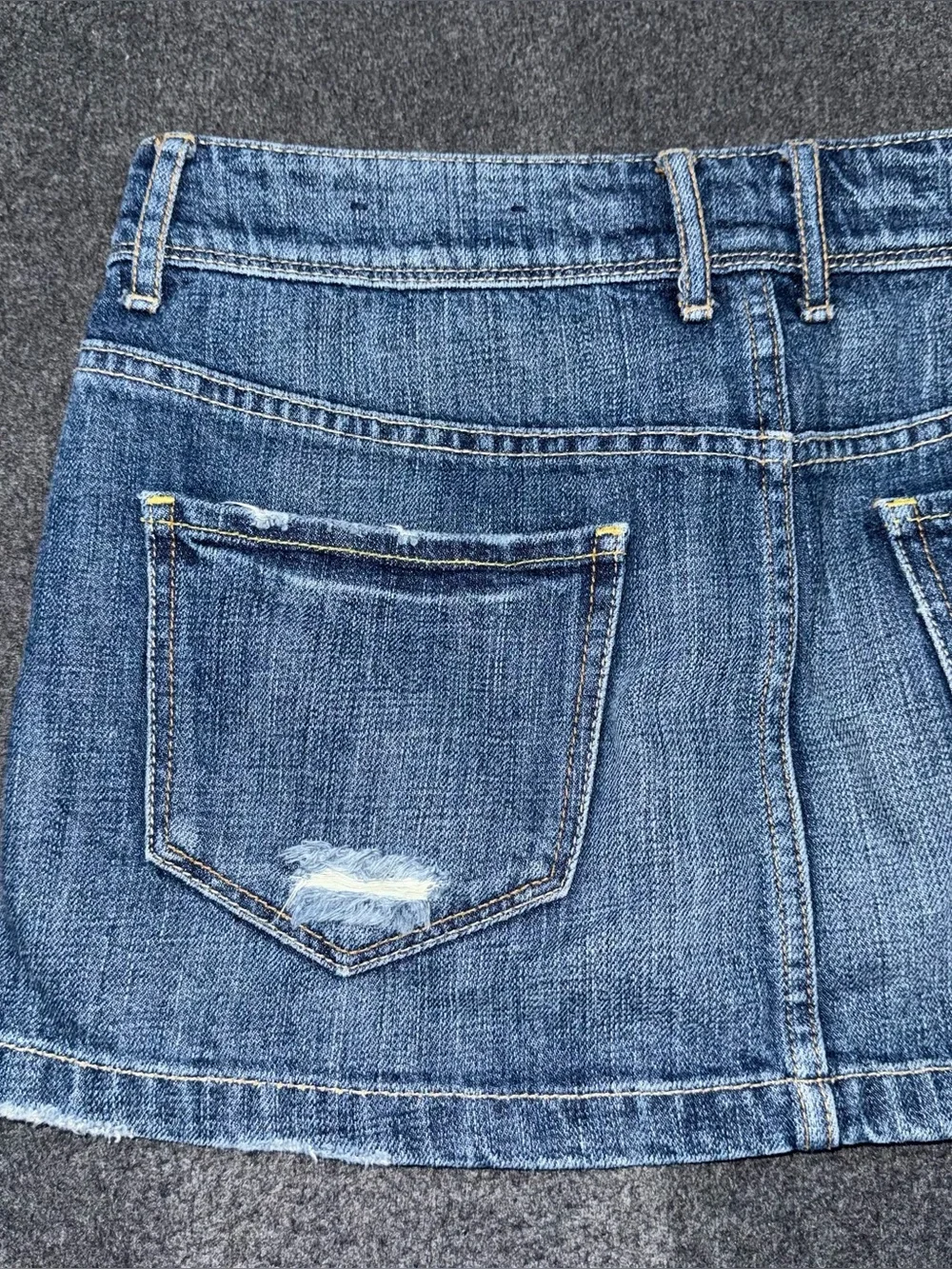 VTG Y2K American Eagle Low Rise Micro Mini Jean Skirt Distressed Denim Utility 2